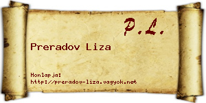 Preradov Liza névjegykártya